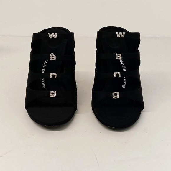 Alexander Wang Black Satin Lolita Crystal Embellished Sandal Heels - Picture 3 of 15